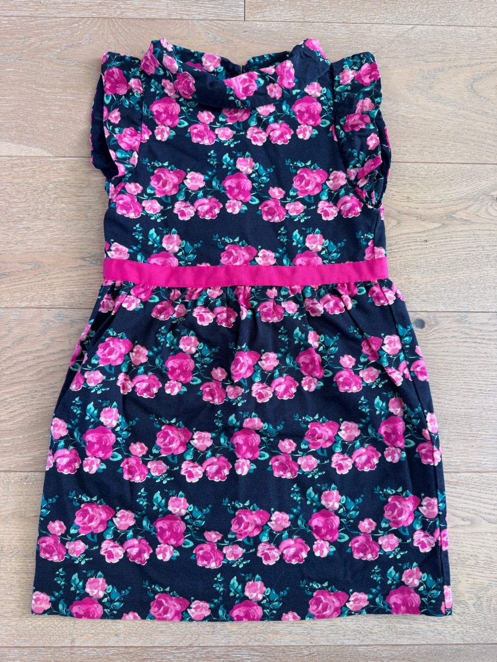 Janie and Jack Navy Dress with Pink Floral Print girls size 10